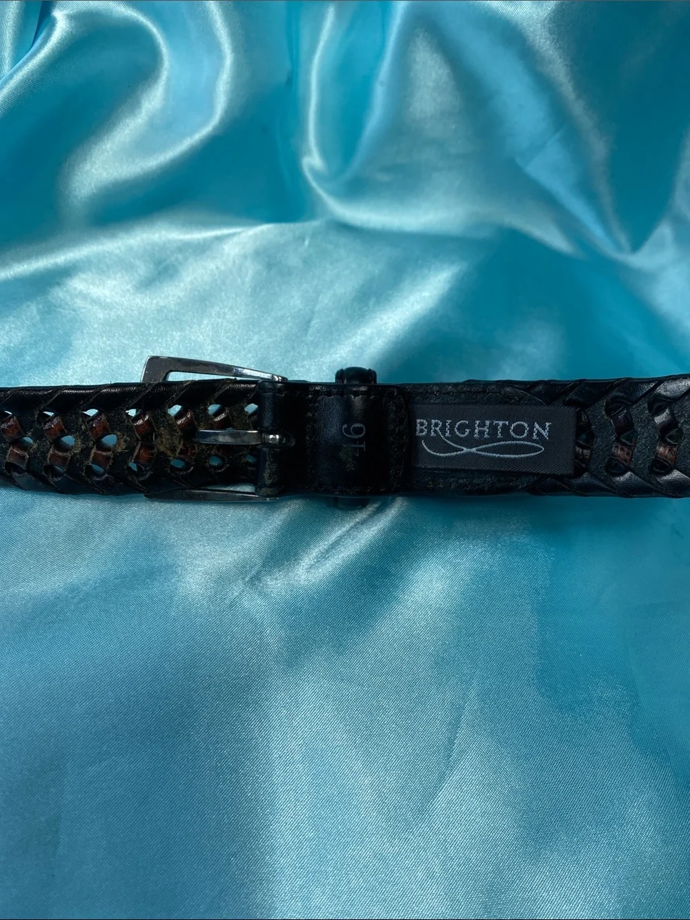 Vintage Brighton Woven Leather Men’s Belt Dark Brown